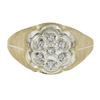 Image 4 : Men's 10K Two Tone Gold 0.10 ctw Single Prong Diamond Matte Finish Cluster Ring