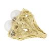 Image 5 : Vintage 18k Gold 0.40 ctw Diamond & Pearl Nugget Textured Freeform Cocktail Ring