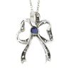 Image 6 : Vintage 18K White Gold 1 ctw Sapphire & Diamond Bow Ribbon Pendant w/ 14k Chain