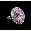 14KT White Gold 16.20 ctw Kunzite and Diamond Ring