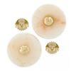 Image 5 : Solid 14K Yellow Gold 15mm Bead Ball Angel Skin Coral Button Stud Earrings