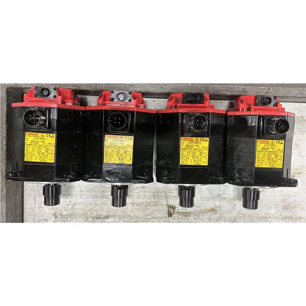 (4) Fanuc #A06B-0221-B000 AC Servo Motors w/#A860-2000-T301 Pulse Coders