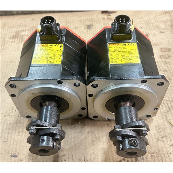 (2) Fanuc #A06B-0075-B003 AC Servo Motors w/#A860-2020-T301 Pulse Coders