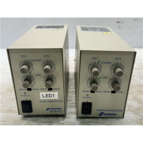 Lot of (2) Moritex Schott #MLEK-A080W2LRD & #MLEK-A230W2LRDB Controllers