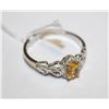 Image 1 : #176- NATURAL YELLOW CITRINE & CZ RING SIZE 7.75