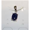 Image 1 : #124-NATURAL HEATED BLUE SAPPHIRE & CZ PENDANT
