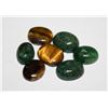 Image 1 : #30-NATURAL EMERALD & TIGER EYE STONES  72.0CT