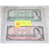 Image 1 : $1 + $2 CANADIAN BILLS FROM 1954