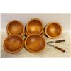 Image 1 : VINTAGE WOOD BOWLS WITH NUTCRACKER AND PICKS