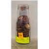 Image 1 : VINTAGE GLASS MILK BOTTLE OF CANADA/USA PENNIES
