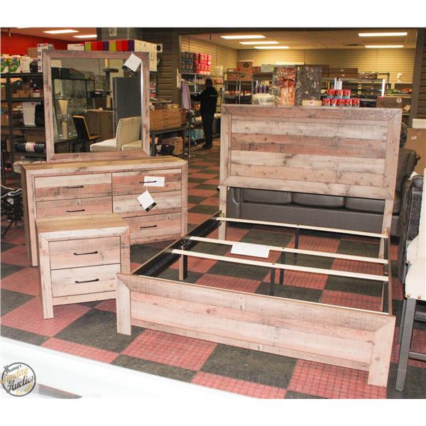 NEW ASSEMBLED "HICKORY" QUEEN BEDROOM SUITE