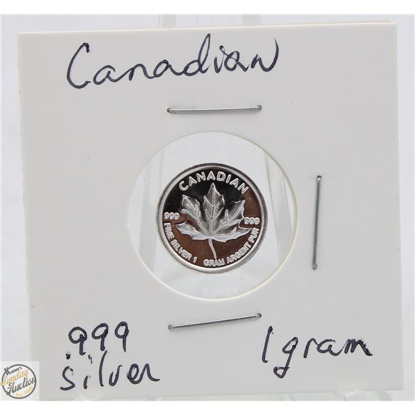 #3087-CANADIAN .999 FINE SILVER 1 GRAM WITH MAPLE