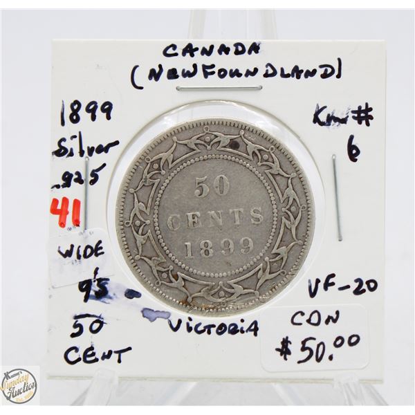 SILVER NFLD 50 CENT COIN 1899