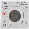 Image 1 : SILVER NFLD 20 CENT COIN 1890