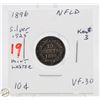 Image 1 : SILVER NFLD 10 CENT COIN 1896