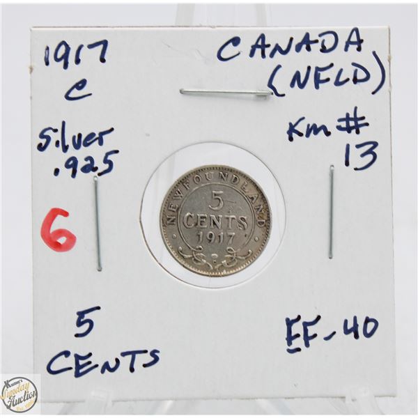 SILVER NFLD 5 CENT COIN 1917