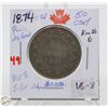 Image 1 : SILVER NFLD 50 CENT COIN 1874