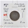 Image 2 : SILVER NFLD 20 CENT COIN 1872