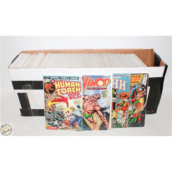 BOX OF COMICS LONG BOX COLLECTION OF COMIC BOOKS