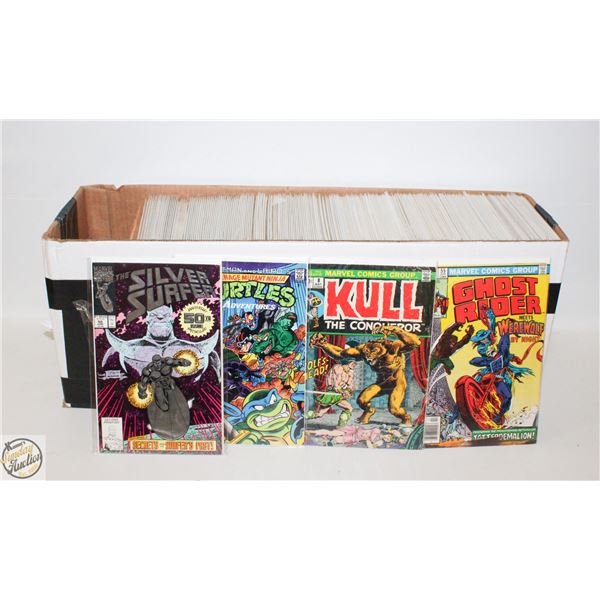 BOX OF COMICS LONG BOX COLLECTION OF COMIC BOOKS