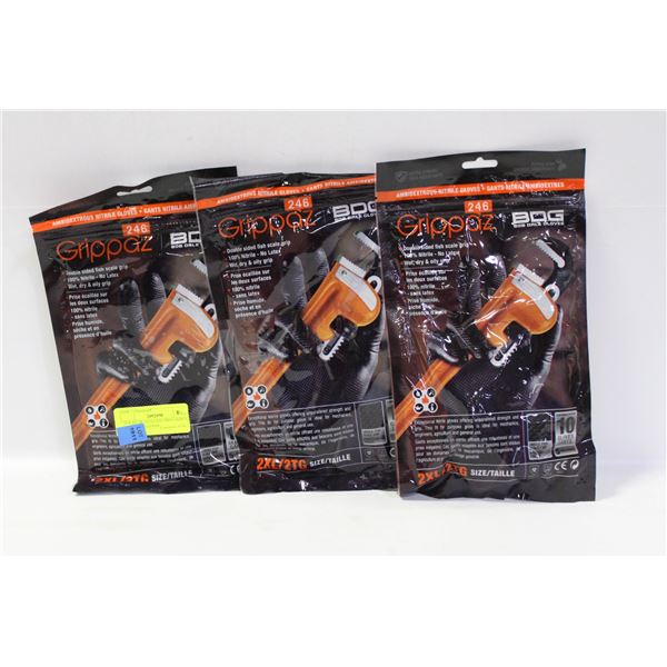 3PACKS OF 10 GLOVES BDG GRIPPAZ NITRILE  MECHANIC