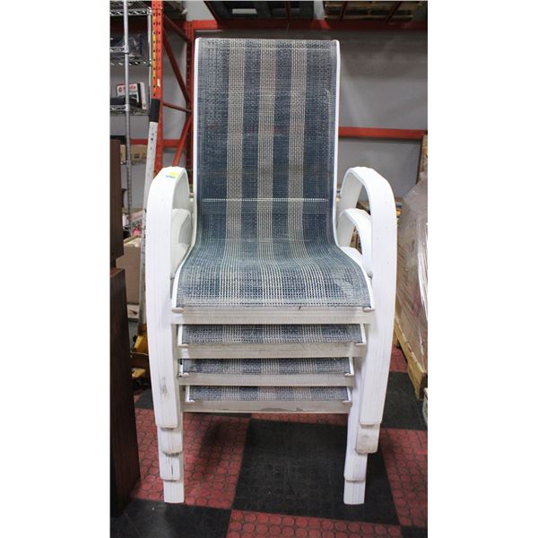 4 BLUE/WHITE ALUMINUM LAWN CHAIRS