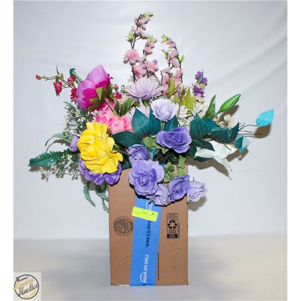LARGE BOX PINK TONED ARTIFICIAL FLOWERS