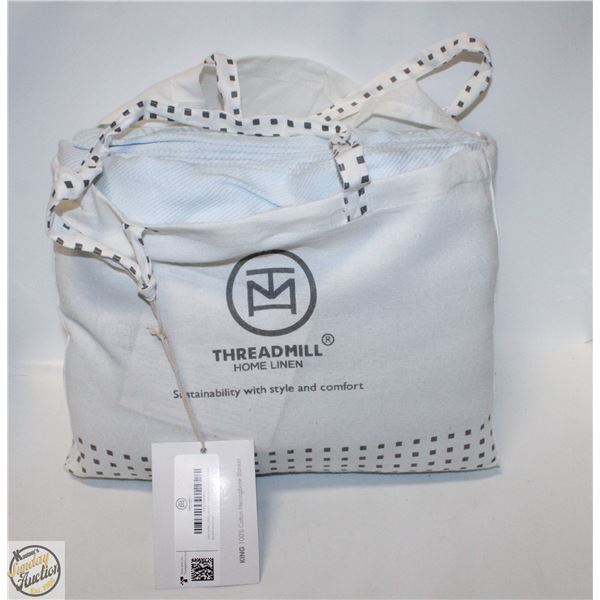 THREADMILL 100% COTTON BLANKET BLUE QUEEN SIZE