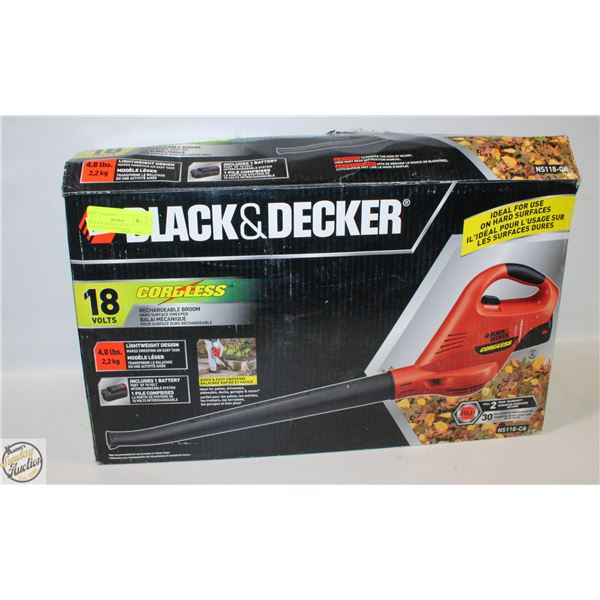 BLACK & DECKER 18VOLT CORDLESS LEAF BLOWER