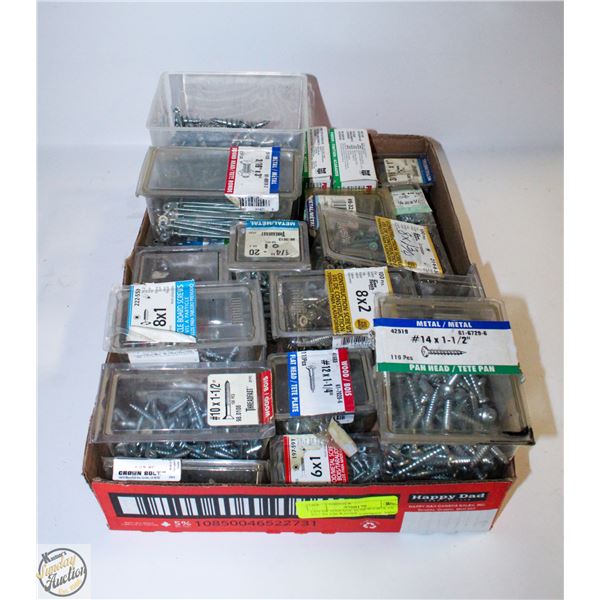LOT OF GARAGE SCREWS/BOLTS ETC IN PACKAGES