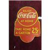 Image 1 : Coca Cola 25c Carton 2 Sided Metal Sign 18"x11"