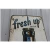 Image 2 : 7UP Bottle Metal Embossed Sign with Bottle Girl 16 1/2 x53"