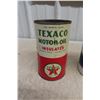 Image 2 : (4) Oil Quart Cans. (2) with Product. Texaco, Quaker State, Castrol. 