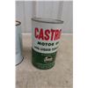 Image 5 : (4) Oil Quart Cans. (2) with Product. Texaco, Quaker State, Castrol. 