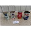 Image 1 : (4) Oil Quart Cans. (2) with Product. Anglo, Chryco, Shell, Husky. 
