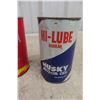 Image 5 : (4) Oil Quart Cans. (2) with Product. Anglo, Chryco, Shell, Husky. 