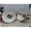 Image 6 : (2) Industrial Exterior Enamel & Cast Lights 20'' Diam. 