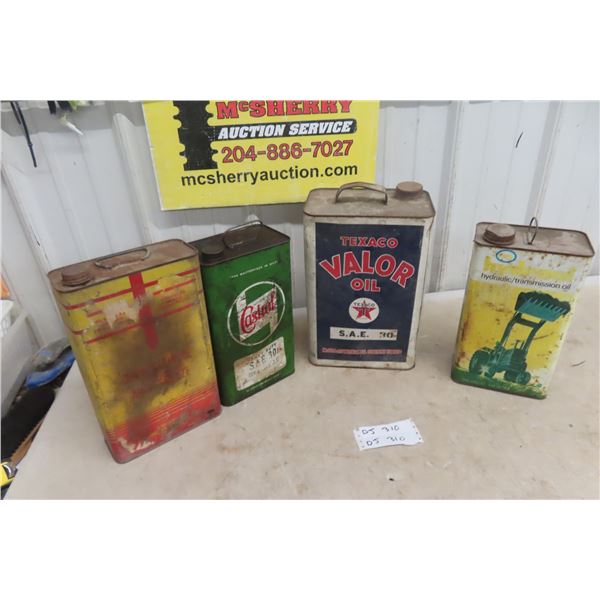 (4) Oil Cans : 1gal, 2gal, Castrol, Texaco, Esso, Chryco.