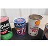 Image 3 : (6) Quart Cans, 5 with Product : Shell, Motor Oil, Gulf, AMS Oil, 