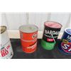 Image 4 : (6) Quart Cans, 5 with Product : Shell, Motor Oil, Gulf, AMS Oil, 