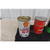 Image 5 : (6) Quart Cans, 5 with Product : Shell, Motor Oil, Gulf, AMS Oil, 