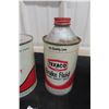 Image 4 : (4) Texaco Cans : Motor Oil, Motor Detergent, Brake Fluid.