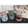 Image 2 : (6) Quart Oil Cans with Product : Texaco, Mobil, Castrol, Quaker