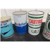 Image 3 : (6) Quart Oil Cans with Product : Texaco, Mobil, Castrol, Quaker