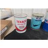 Image 4 : (6) Quart Oil Cans with Product : Texaco, Mobil, Castrol, Quaker