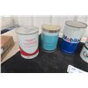 Image 6 : (6) Quart Oil Cans with Product : Texaco, Mobil, Castrol, Quaker