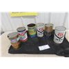 Image 1 : (6) Oil Quart Cans : Pacific 66, Texaco, Esso, Antelope, Plus. 