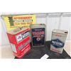 Image 6 : (3) Oil Cans : 1gal, 2gal, Texaco, Prestone, MF. 