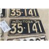Image 6 : (6) Manitoba License Plates: Pair of 1939 + 1930s,40s,50s. 
