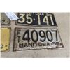 Image 7 : (6) Manitoba License Plates: Pair of 1939 + 1930s,40s,50s. 